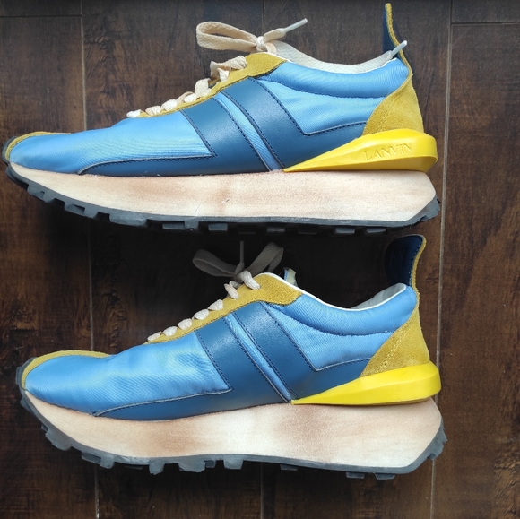 Lanvin Bumper Women's Sneakers Blue and Yellow Size 6.5-7 37EU - Picture 3 of 7